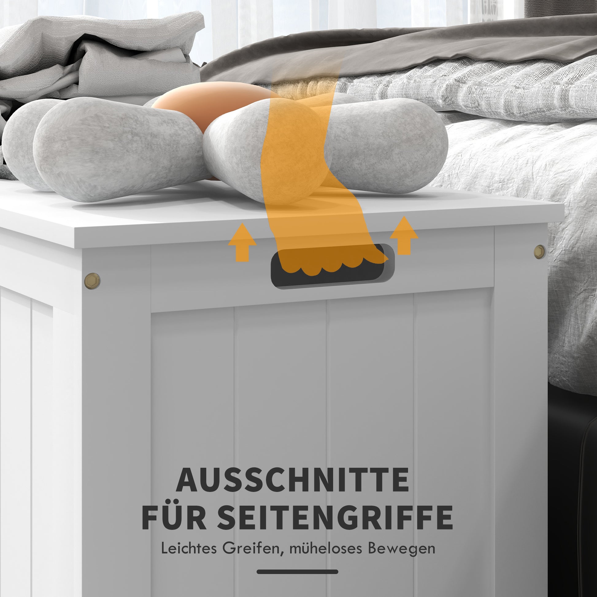 Toy Box with Lid, Storage Chest, Toy Chest, Storage Box, Bench Box for Hallway, Bedroom, Living Room, 81 x 40 x 46 cm, White