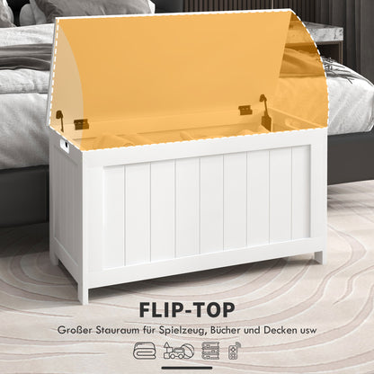 Toy Box with Lid, Storage Chest, Toy Chest, Storage Box, Bench Box for Hallway, Bedroom, Living Room, 81 x 40 x 46 cm, White