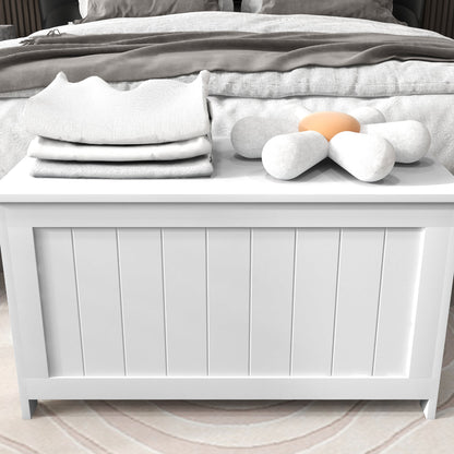 Toy Box with Lid, Storage Chest, Toy Chest, Storage Box, Bench Box for Hallway, Bedroom, Living Room, 81 x 40 x 46 cm, White