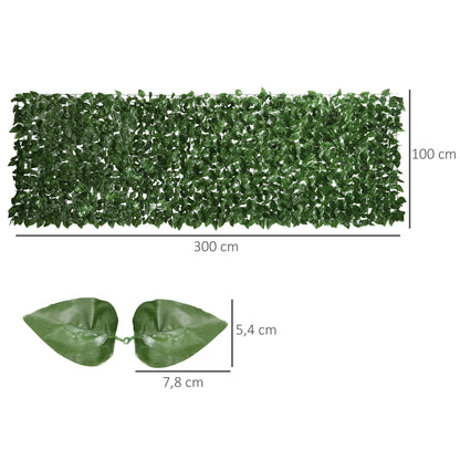 Artificial Hedge Privacy Screen Decoration Roll 3L x 1H m Realistic Beech Foliage Anti-UV, Silk Leaves, Dark Green