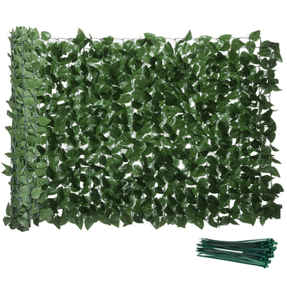 Artificial Hedge Privacy Screen Decoration Roll 3L x 1H m Realistic Beech Foliage Anti-UV, Silk Leaves, Dark Green