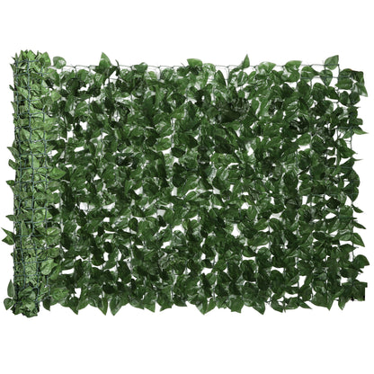 Artificial Hedge Privacy Screen Decoration Roll 3L x 1H m Realistic Beech Foliage Anti-UV, Silk Leaves, Dark Green