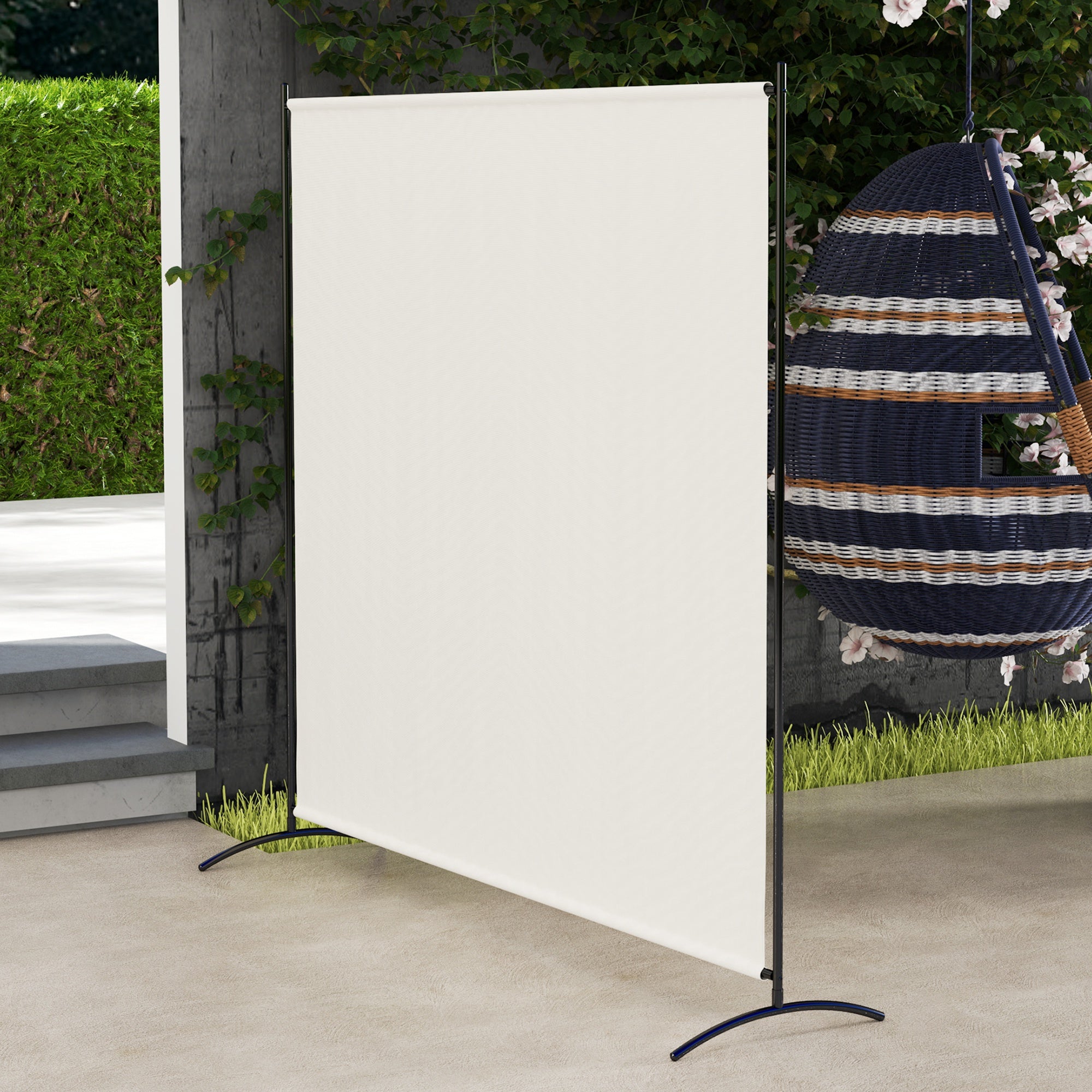 Single-Panel Outdoor Privacy Screen, UV30+ Water-Resistant Panel, Stable Base, Beige (71 x 19.7 x 71 in)
