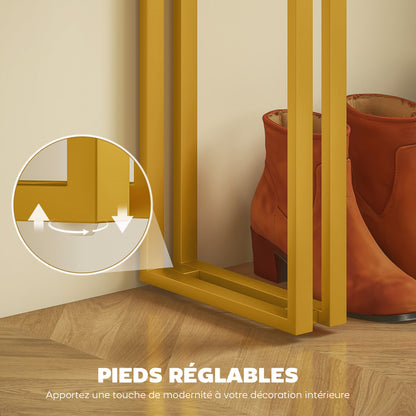 Console Table, Entryway Console with Marble-Effect Top, Steel Frame, Slim Modern Design, Sofa Table for Living Room, 39.4 x 11.8 x 30.9 in, White & Gold