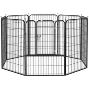 Puppy Playpen Pet Playpen Play Yard Dog Pen Playpen Enclosure Individually Shapeable with Door Metal 80 x 100 cm Black