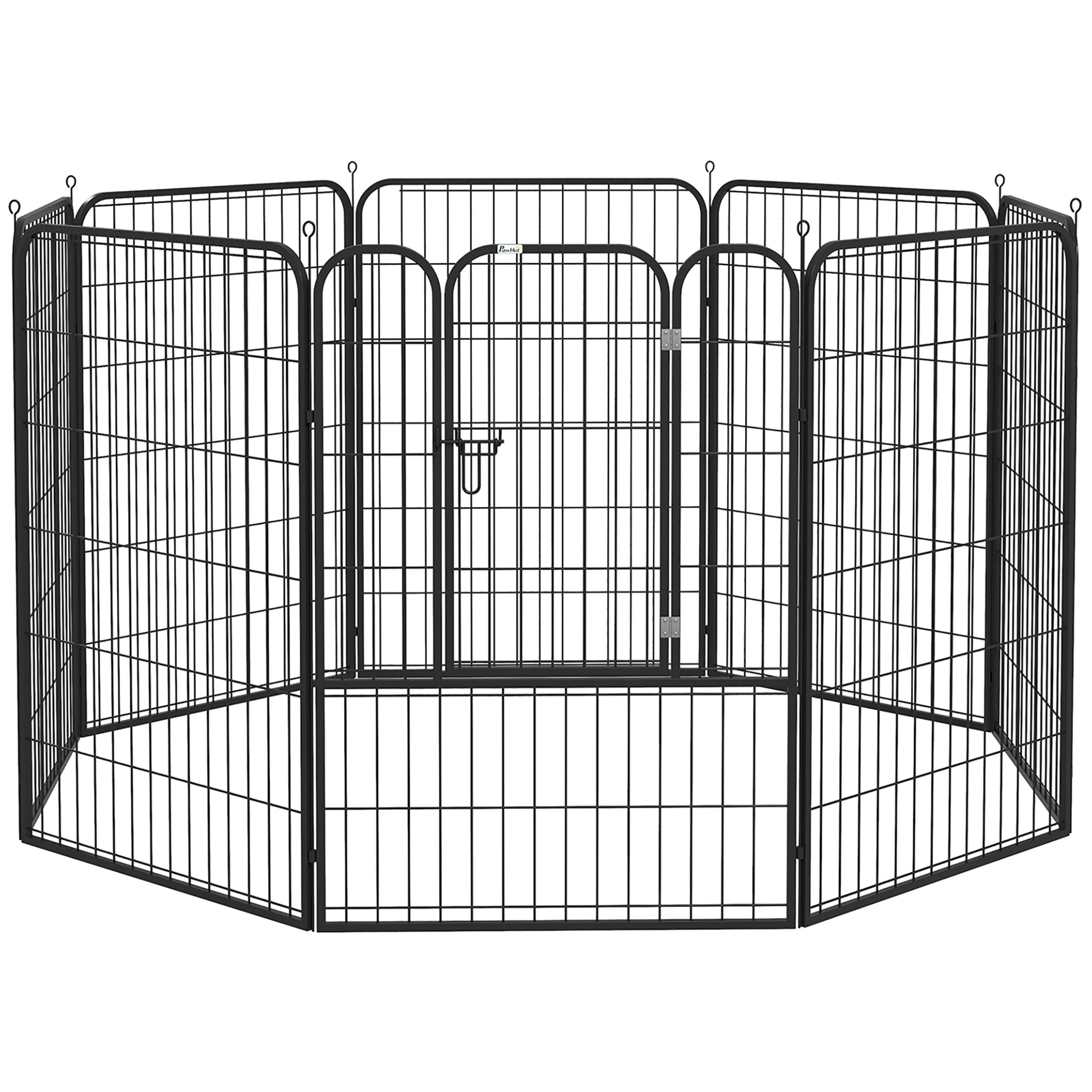Puppy Playpen Pet Playpen Play Yard Dog Pen Playpen Enclosure Individually Shapeable with Door Metal 80 x 100 cm Black