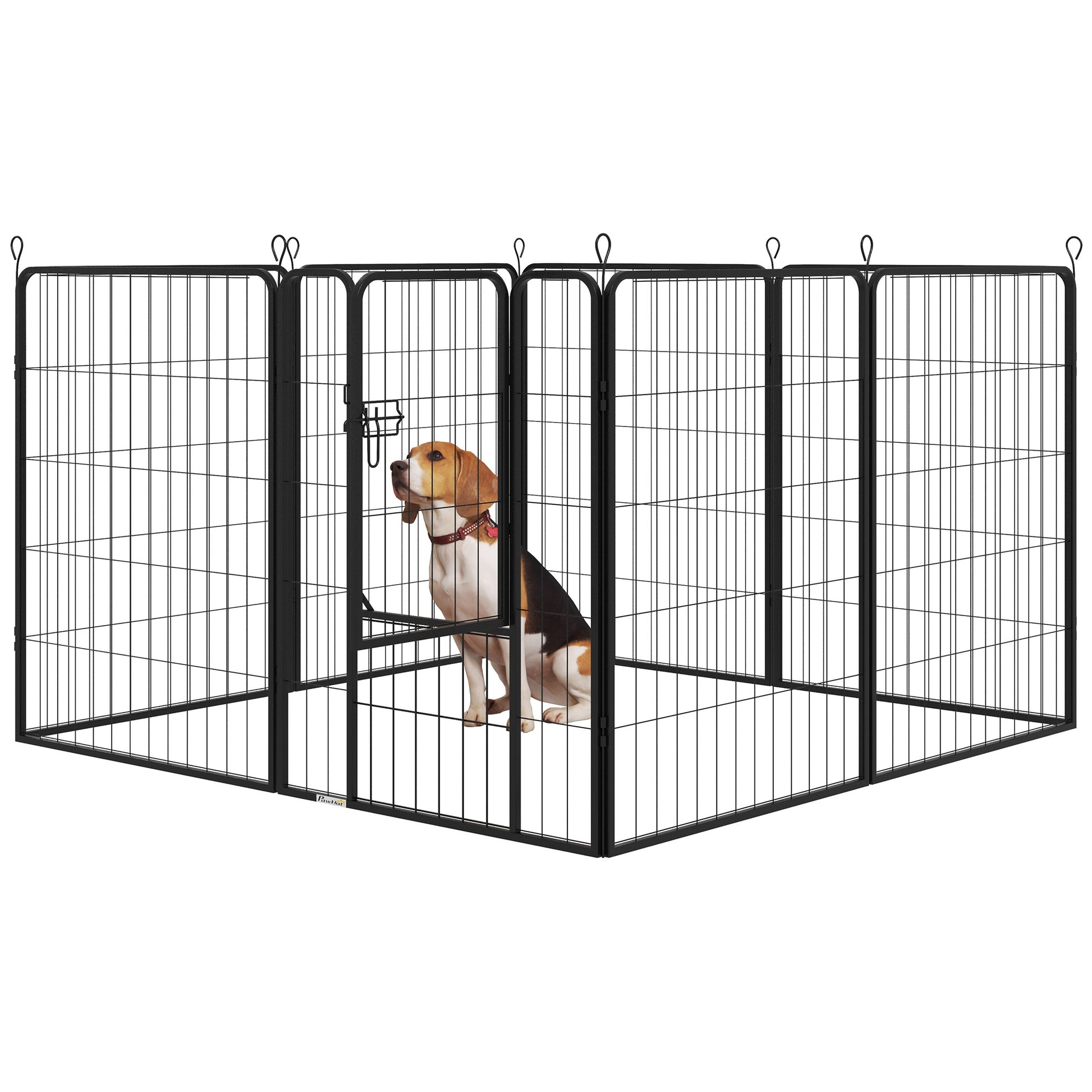Puppy Playpen Pet Playpen Play Yard Dog Pen Playpen Enclosure Individually Shapeable with Door Metal 80 x 100 cm Black