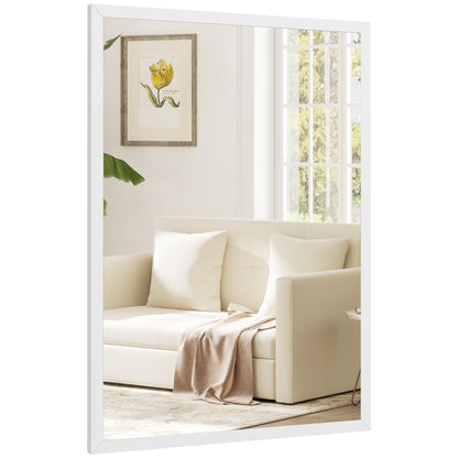 Rectangular Wall Mirror 16 x 24 in (W x H), White Wood Frame — Ideal for Bathroom, Living Room or Bedroom