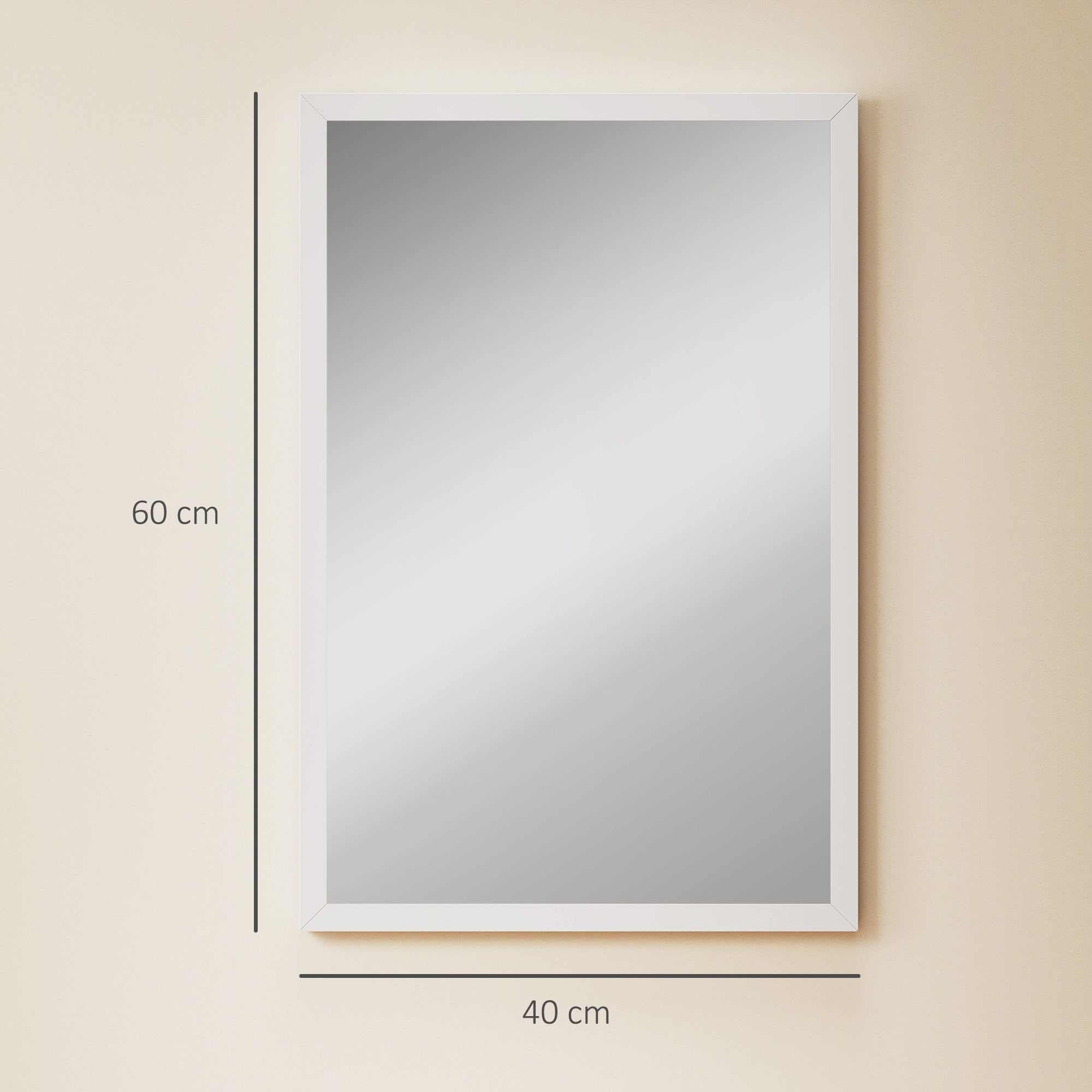 Rectangular Wall Mirror 16 x 24 in (W x H), White Wood Frame — Ideal for Bathroom, Living Room or Bedroom