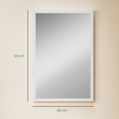 Rectangular Wall Mirror 16 x 24 in (W x H), White Wood Frame — Ideal for Bathroom, Living Room or Bedroom