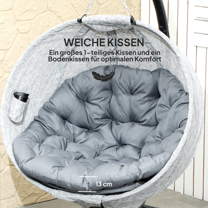 Hanging Chair with Stand, Egg-shaped Swing Chair with Seat Cushions, Foldable Hammock for Outdoor Swing Chair Indoor Outdoor, Patio, Garden, Grey