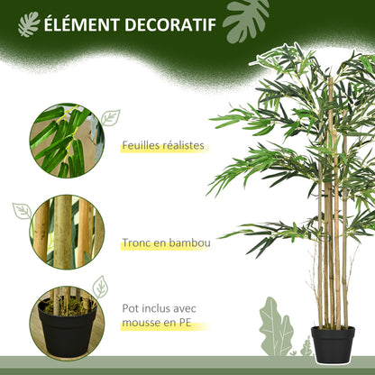 Artificial Bamboo XXL 1.15m Realistic Dense Leaves Pot Included Black Green