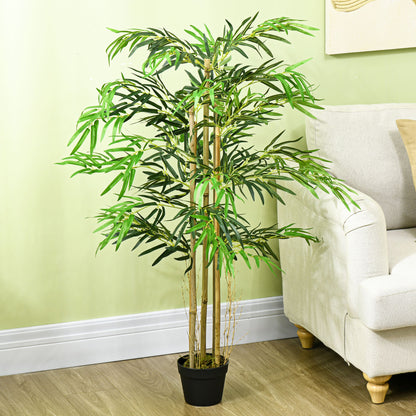 Artificial Bamboo XXL 1.15m Realistic Dense Leaves Pot Included Black Green