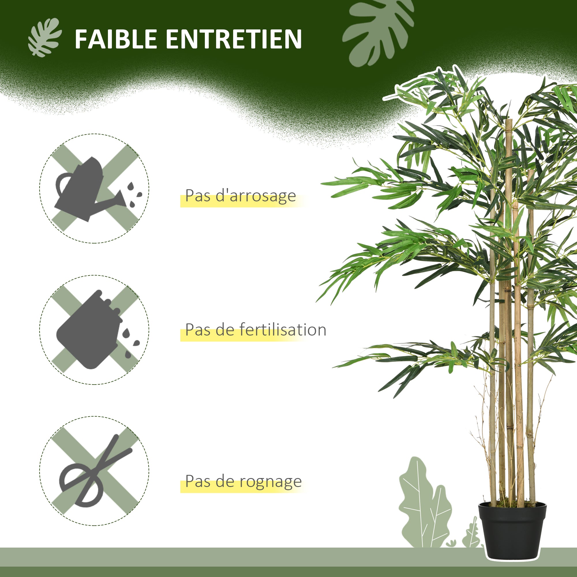 Artificial Bamboo XXL 1.15m Realistic Dense Leaves Pot Included Black Green