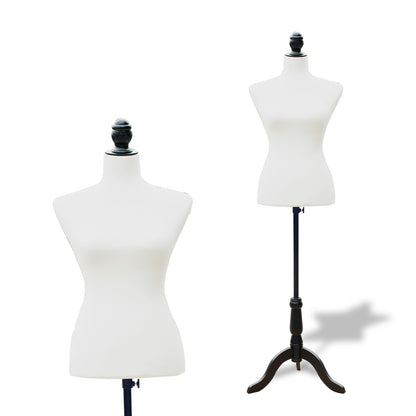 Female Sewing Mannequin Adjustable 130-168 cm with Wooden Tripod for Fashion Photography Clothing Display White