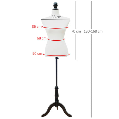 Female Sewing Mannequin Adjustable 130-168 cm with Wooden Tripod for Fashion Photography Clothing Display White