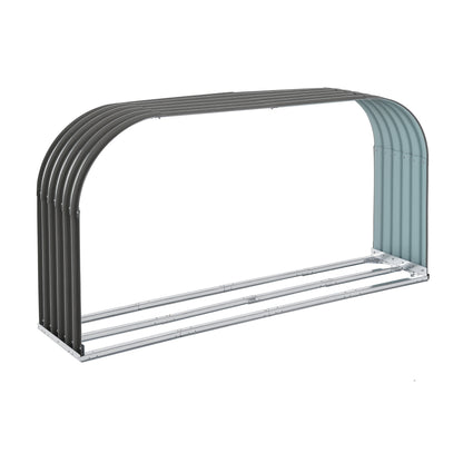 Metal Firewood Rack 212 x 46 x 112 cm Firewood Rack 0.85m³ with Steel Frame Outdoor Firewood Rack Wood Storage for Firewood, Fireplace Wood Rack for Garden Outdoor Gray