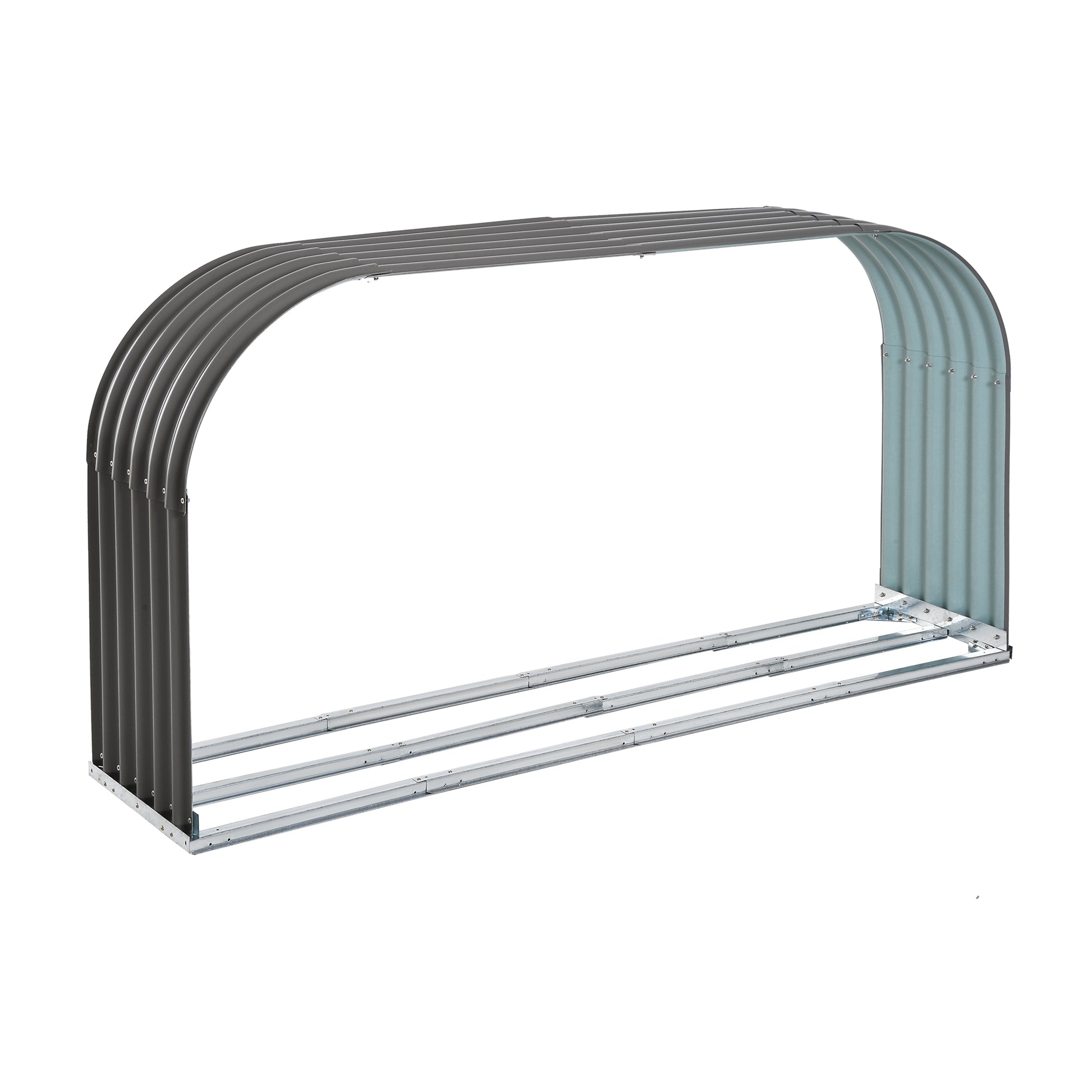 Metal Firewood Rack 212 x 46 x 112 cm Firewood Rack 0.85m³ with Steel Frame Outdoor Firewood Rack Wood Storage for Firewood, Fireplace Wood Rack for Garden Outdoor Gray