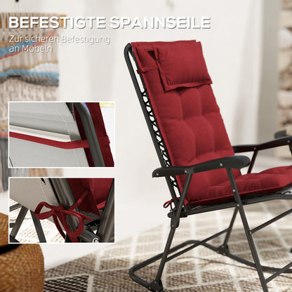 Set of 2 Cushions for Sun Lounger Water-Resistant Cushion for Garden Lounger Padded Cushion for Beach Lounger Sun Lounger Pillow Cushion for Garden Furniture Cushions 50x116x5 cm, Burgundy