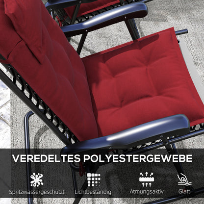 Set of 2 Cushions for Sun Lounger Water-Resistant Cushion for Garden Lounger Padded Cushion for Beach Lounger Sun Lounger Pillow Cushion for Garden Furniture Cushions 50x116x5 cm, Burgundy