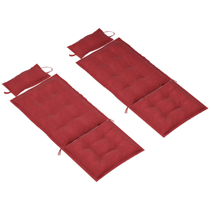 Set of 2 Cushions for Sun Lounger Water-Resistant Cushion for Garden Lounger Padded Cushion for Beach Lounger Sun Lounger Pillow Cushion for Garden Furniture Cushions 50x116x5 cm, Burgundy