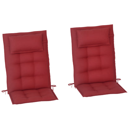 Set of 2 Cushions for Sun Lounger Water-Resistant Cushion for Garden Lounger Padded Cushion for Beach Lounger Sun Lounger Pillow Cushion for Garden Furniture Cushions 50x116x5 cm, Burgundy