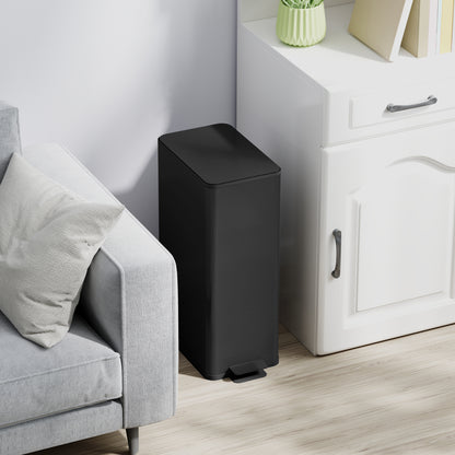 20 L (5.3 gal) Step Trash Can with Soft-Close Lid and Pedal, Includes Removable Inner Bucket — Stainless Steel, Black, 21.5 x 37.2 x 57 cm (8.5 x 14.6 x 22.4 in)