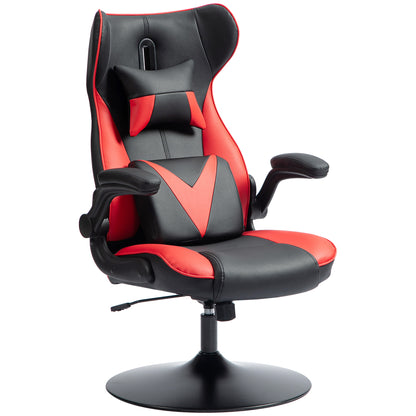 Gaming Chair with Rocking Function, Ergonomic Office Chair, Height Adjustable Desk Chair, Rotating Computer Chair with Head and Lumbar Cushions, up to 120 kg Capacity, Black+Red