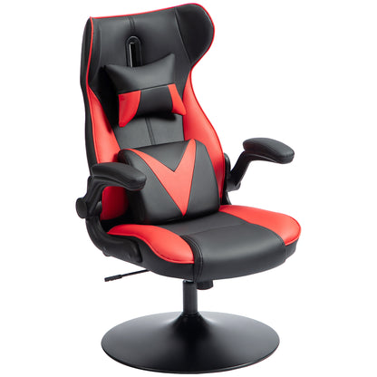Gaming Chair with Rocking Function, Ergonomic Office Chair, Height Adjustable Desk Chair, Rotating Computer Chair with Head and Lumbar Cushions, up to 120 kg Capacity, Black+Red