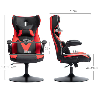 Gaming Chair with Rocking Function, Ergonomic Office Chair, Height Adjustable Desk Chair, Rotating Computer Chair with Head and Lumbar Cushions, up to 120 kg Capacity, Black+Red