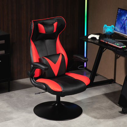 Gaming Chair with Rocking Function, Ergonomic Office Chair, Height Adjustable Desk Chair, Rotating Computer Chair with Head and Lumbar Cushions, up to 120 kg Capacity, Black+Red