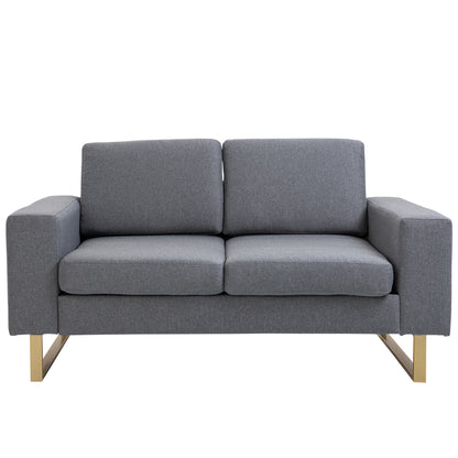 2 Seater Sofa Double Sofa Fabric Sofa with Cushions Armrest Linen Look for Bedroom 145 x 82 x 78 cm Dark Gray