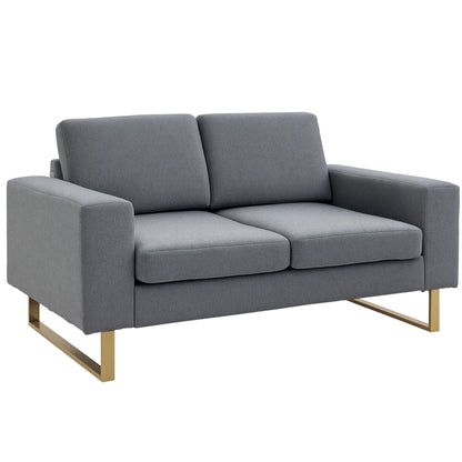 2 Seater Sofa Double Sofa Fabric Sofa with Cushions Armrest Linen Look for Bedroom 145 x 82 x 78 cm Dark Gray