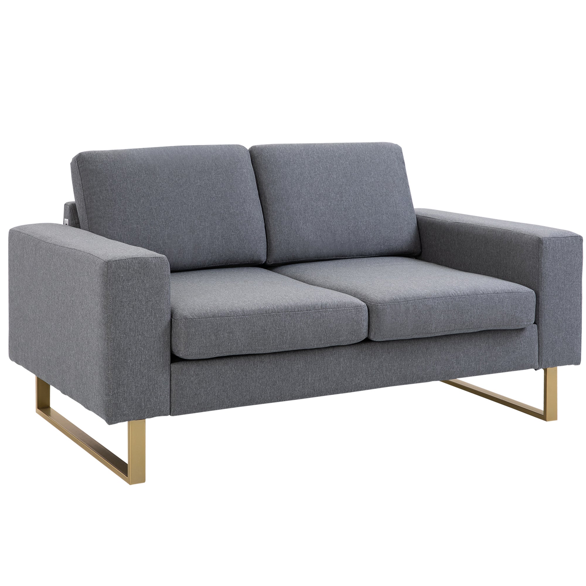 2 Seater Sofa Double Sofa Fabric Sofa with Cushions Armrest Linen Look for Bedroom 145 x 82 x 78 cm Dark Gray
