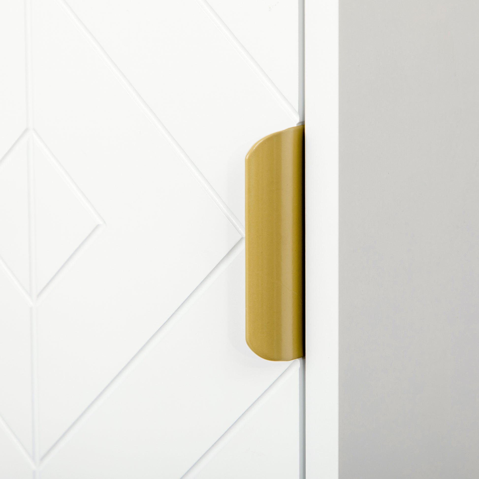 Bathroom Storage Column with Niche and 2 Cabinets Adjustable Shelf Golden Steel Feet 30L x 30W x 170.7H cm White