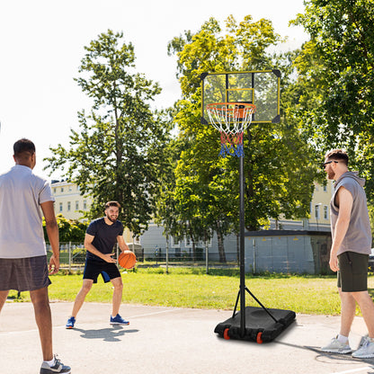 SPORTNOW Adjustable Height Basketball Hoop 178-208 cm with Wheels Basketball Hoop for Kids +6 Years with Fillable Base for Outdoor 75x56x210-240 cm Yellow and Black