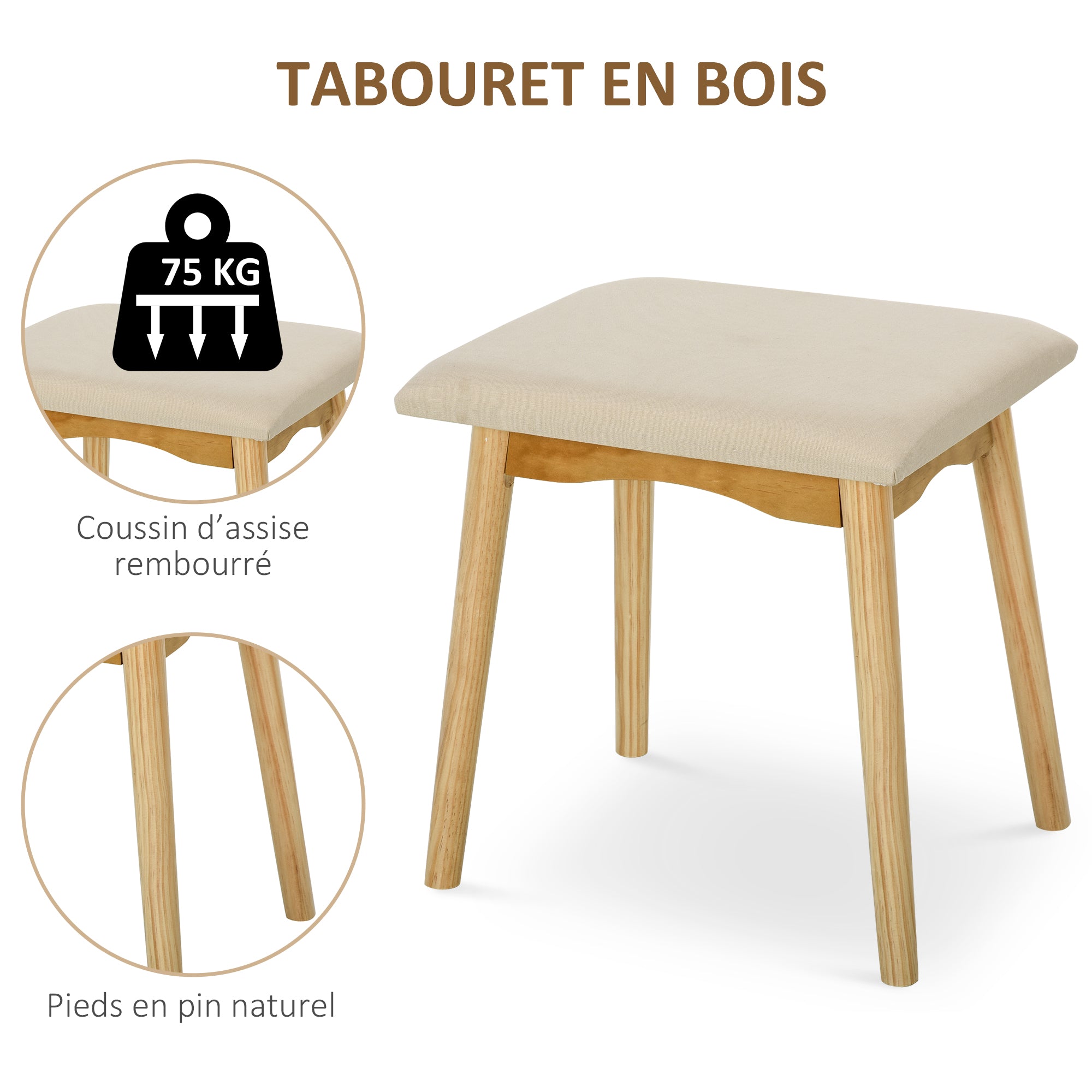 Scandinavian Design Dressing Table Makeup Table with Mirror, 2 Drawers and Stool White Pine