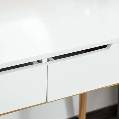 Scandinavian Design Dressing Table Makeup Table with Mirror, 2 Drawers and Stool White Pine