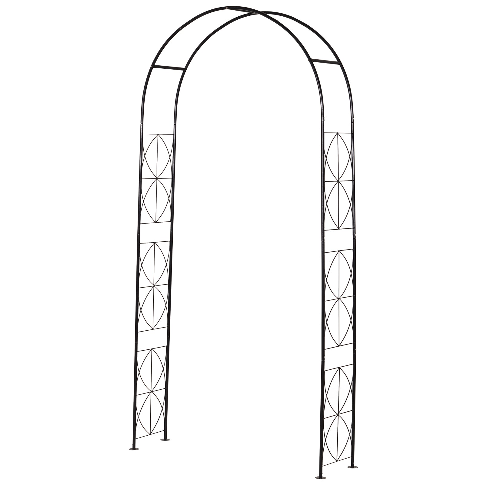 Metal Rose Arch Trellis for Climbing Plants Garden Arch with Pointed Top Metal Structure Arbor Arch for Roses Arches Trellis for Garden 114 x 30 x 230 cm Black