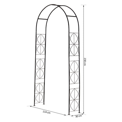 Metal Rose Arch Trellis for Climbing Plants Garden Arch with Pointed Top Metal Structure Arbor Arch for Roses Arches Trellis for Garden 114 x 30 x 230 cm Black