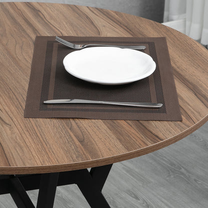 Round Dining Table Industrial Kitchen Table with Wood Top and Steel Frame for Living Room Load 60 kg Ø90x76 cm Brown