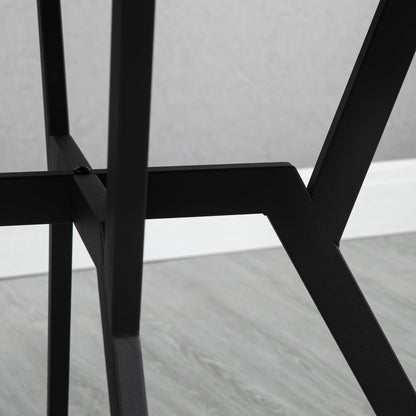 Round Dining Table Industrial Kitchen Table with Wood Top and Steel Frame for Living Room Load 60 kg Ø90x76 cm Brown