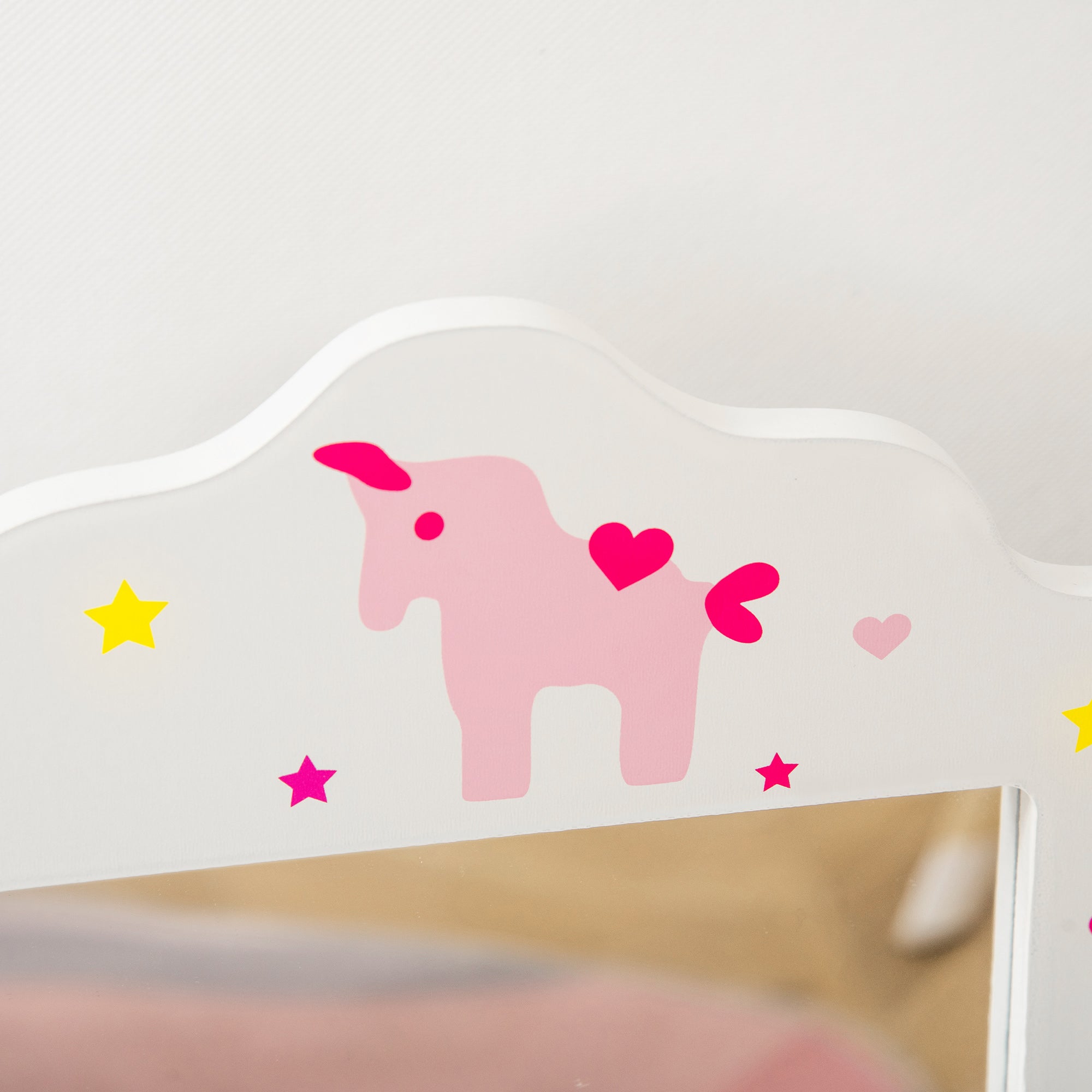 Children's Wooden Dressing Table with Stool and 3-Sided Acrylic Mirror Makeup Table for Girls with Drawer for Kids' Room 63x40x85.5 cm Pink