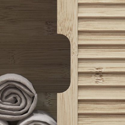 Bamboo Under Sink Cabinet, Bathroom Storage Cabinet with 2 Sliding Doors, 60 x 30 x 60 cm, Natural Wood