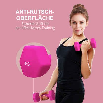 SPORTNOW Dumbbell Set, 2 Pieces Dumbbells with Weights, Dumbbell Set Made of Cast Iron, 2 x 3 kg Dumbbells for Men and Women, Dumbbell Set for Home, Fitness Studio, Strength Training