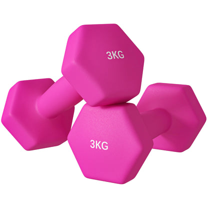 SPORTNOW Dumbbell Set, 2 Pieces Dumbbells with Weights, Dumbbell Set Made of Cast Iron, 2 x 3 kg Dumbbells for Men and Women, Dumbbell Set for Home, Fitness Studio, Strength Training