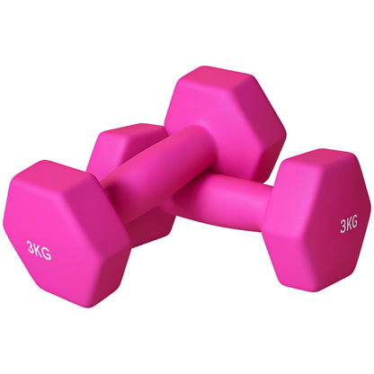 SPORTNOW Dumbbell Set, 2 Pieces Dumbbells with Weights, Dumbbell Set Made of Cast Iron, 2 x 3 kg Dumbbells for Men and Women, Dumbbell Set for Home, Fitness Studio, Strength Training