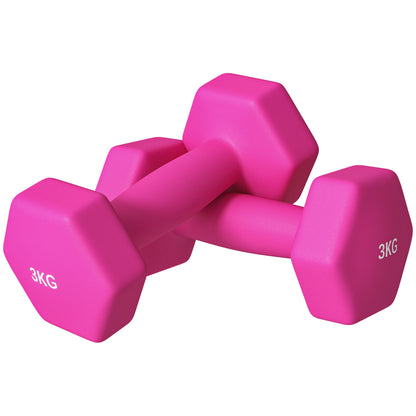 SPORTNOW Dumbbell Set, 2 Pieces Dumbbells with Weights, Dumbbell Set Made of Cast Iron, 2 x 3 kg Dumbbells for Men and Women, Dumbbell Set for Home, Fitness Studio, Strength Training