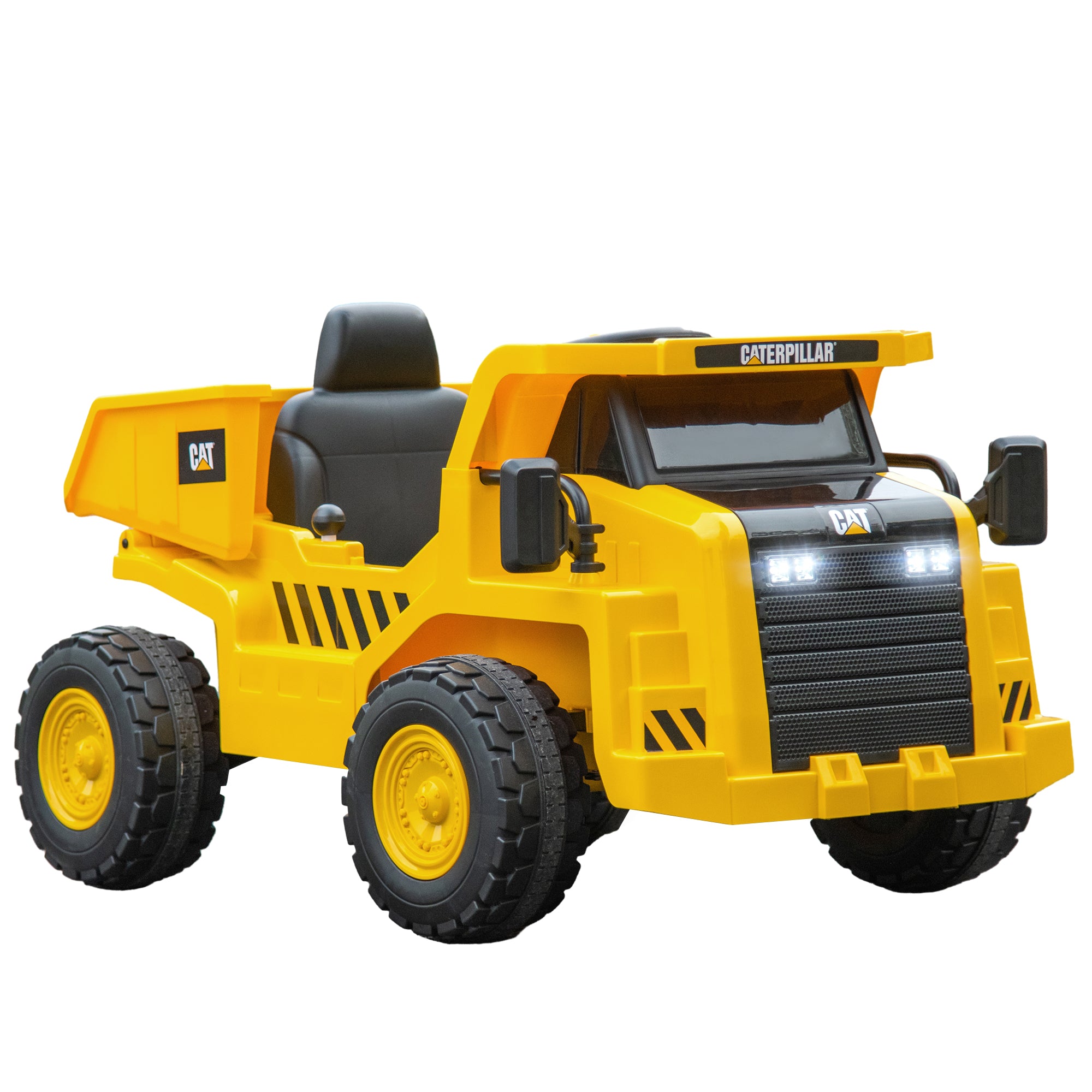 Children's Electric Tractor 12V Sit-On Tractor with 2.4 GHz Remote Control, Bucket, Shovel, Electric Car with Music, Speaker, Headlights, 3-5 km/h, for 3-6 Year Olds, Yellow