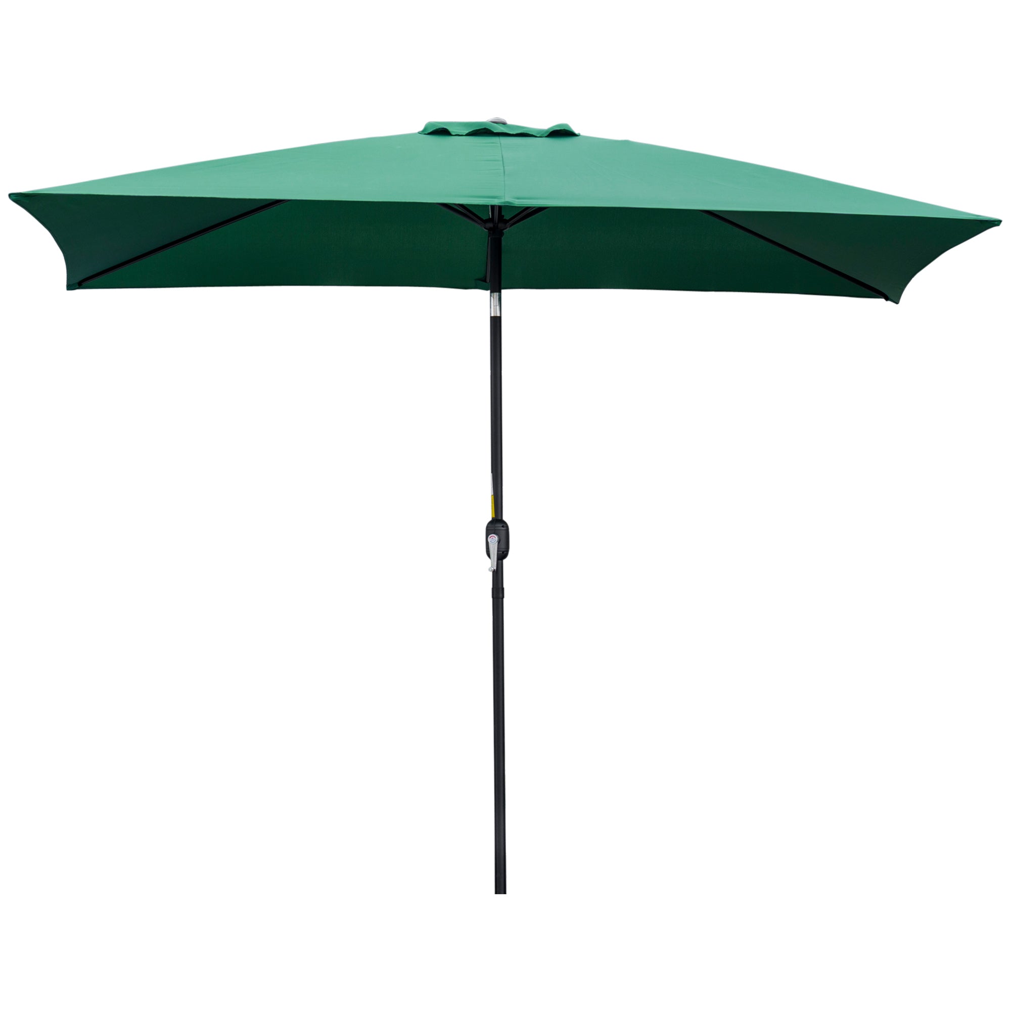 Aluminum Umbrella 195x295x253 cm Rectangular Garden Parasol with Crank and Detachable Pole for Terrace Pool Patio Outdoor Green